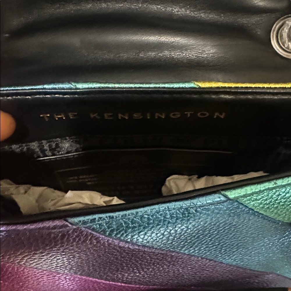 Kurt Geiger Rainbow Metallic Diagonal Stripe Shoulder Bag - Picture 2 of 16